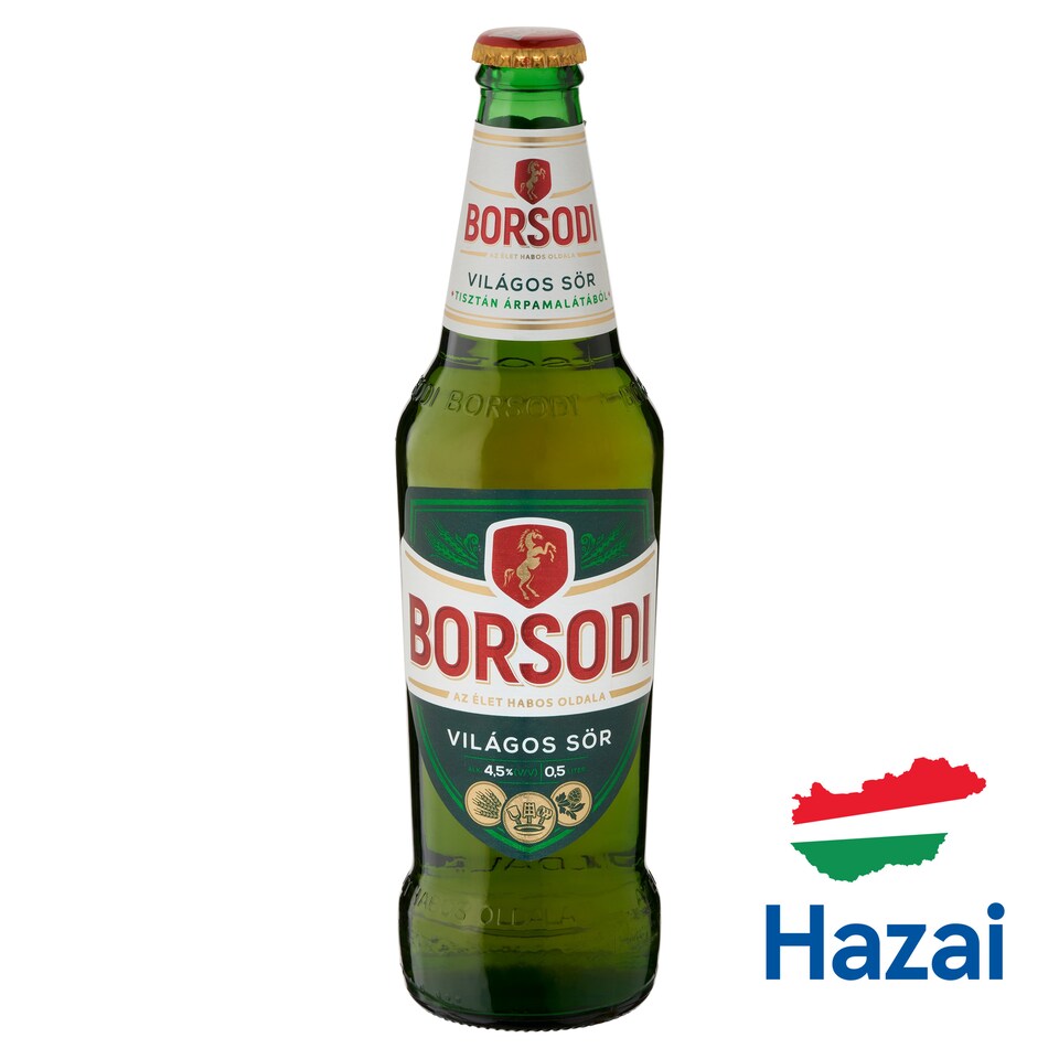 Borsodi világos sör 4,5% 0,5 l