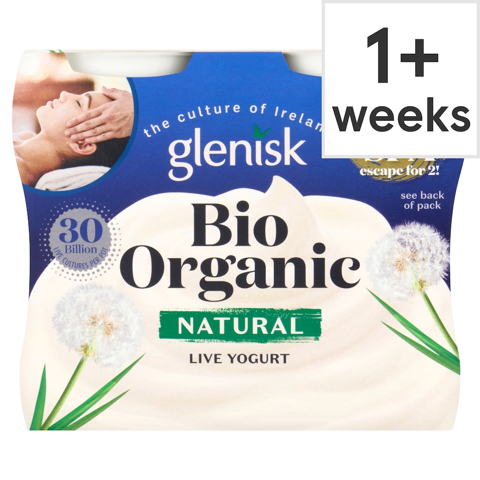 Glenisk Biological Organic Live Yoghurt Natural 4X125g