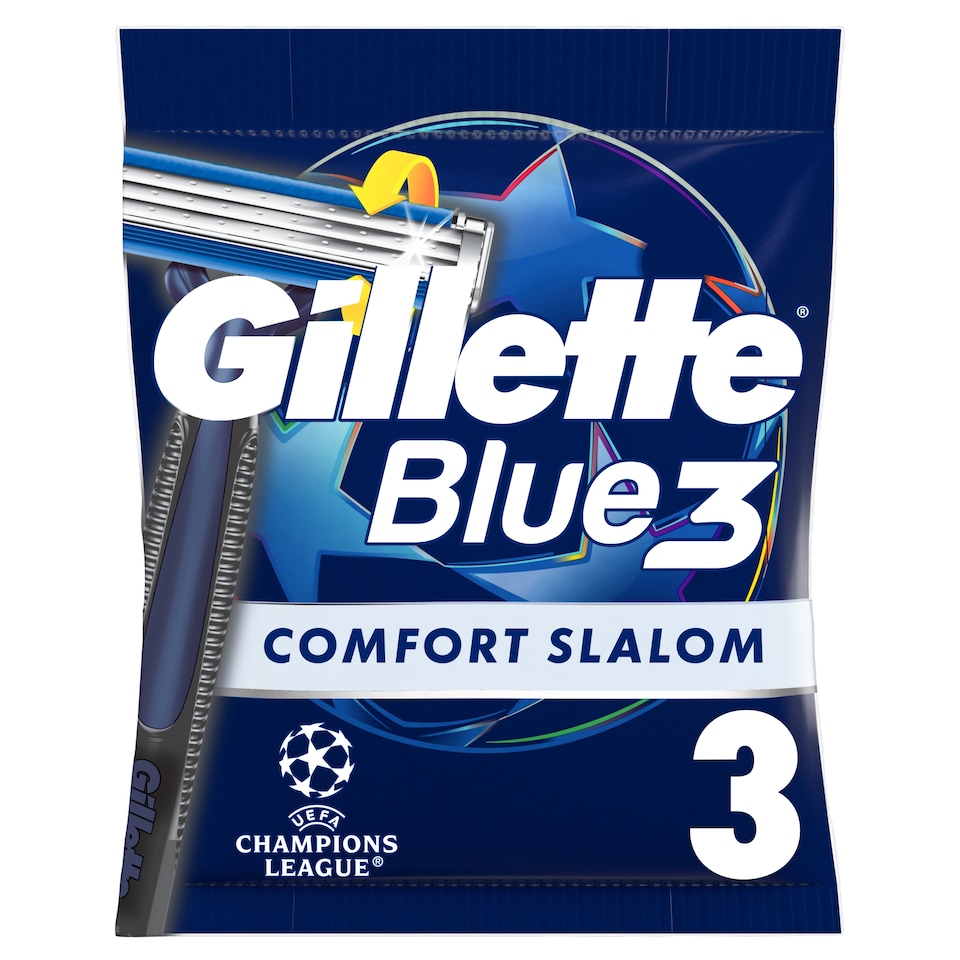 image 1 of Gillette Blue3 Comfort Slalom Disposable Razors x3