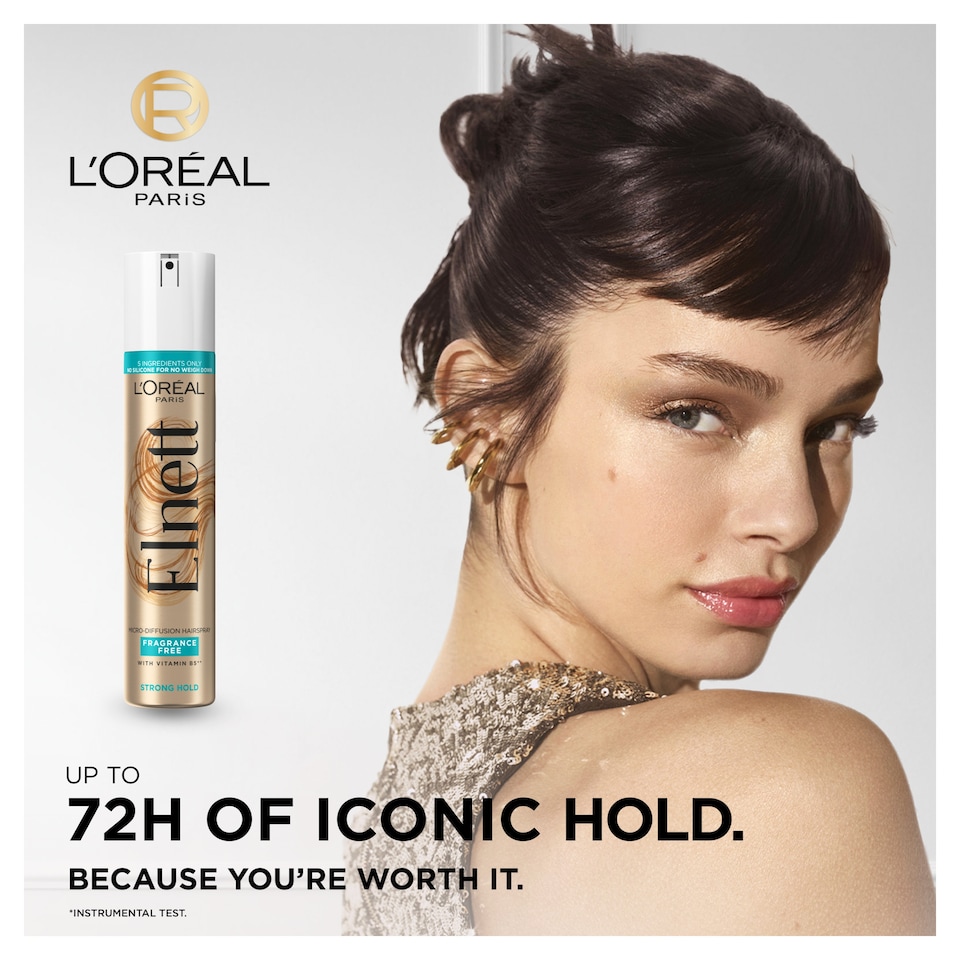 image 1 of L'Oreal Elnett Unfragranced Extra Strength Hairspray 200ml