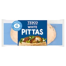 Tesco White Plain Pitta Bread 6 Pack