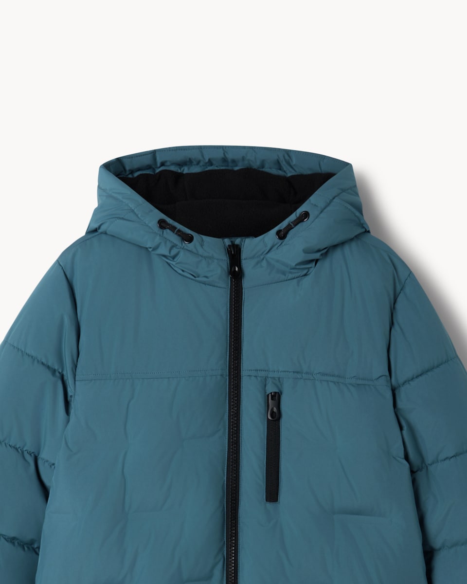 image 1 of F&F Boys Hooded Puffer Coat in Teal