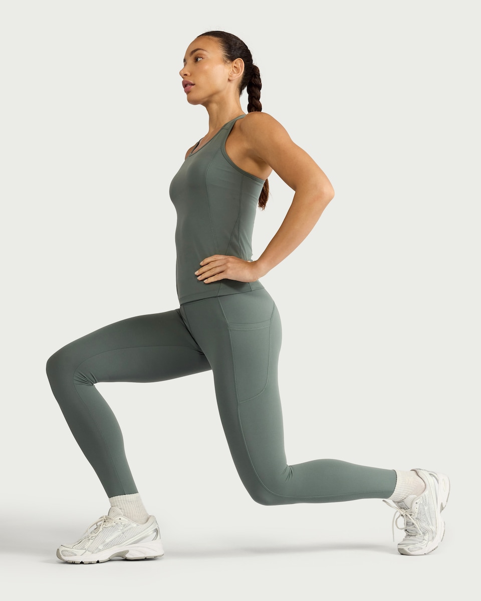 image 1 of F&F Active ULTRAMOVE High Waisted Pocket Leggings in Green