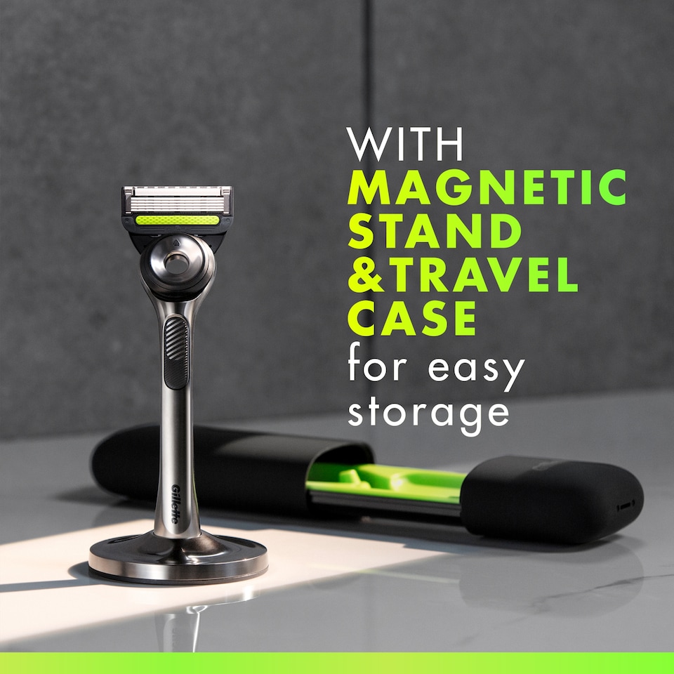 image 1 of Gillette Labs Men's Razor Magnetic Stand Travel Case 4 Blades