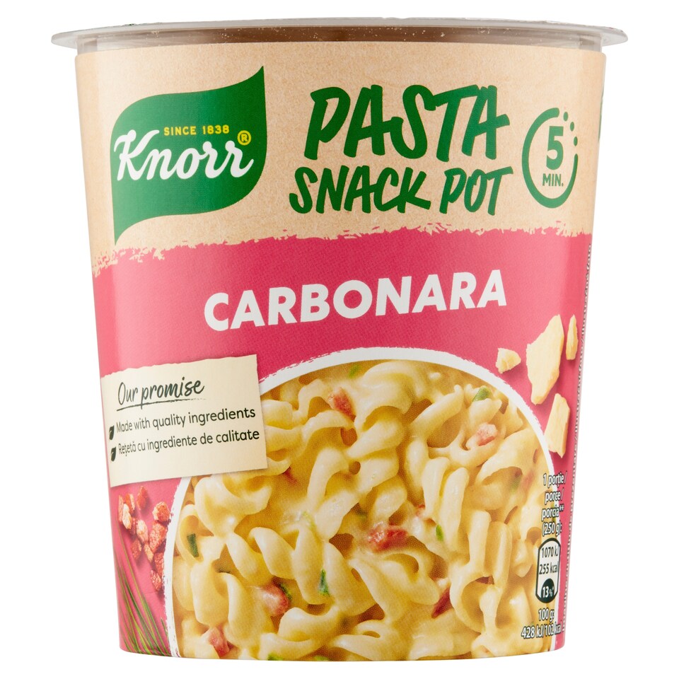 Obrázek 1 pro produkt Knorr Snack Těstoviny se sýrovou omáčkou a slaninou 55g