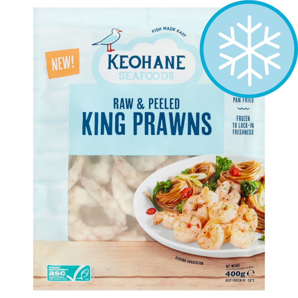 Keohane Seafoods Raw And Peeled King Prawns 400G