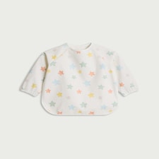 F&F Baby Star Print Long Sleeved Bib in White