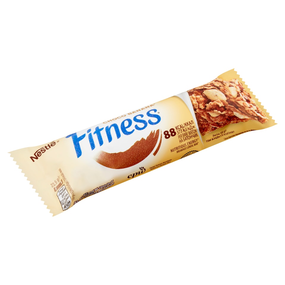 Nestlé Fitness tejcsokoládés-banános gabonapehely-szelet vitaminokkal és ásványi anyagokkal 23,5 g