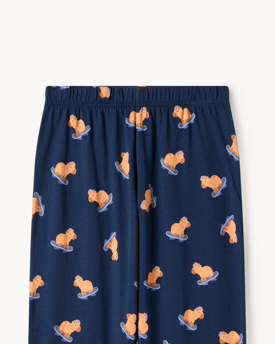 image 1 of F&F Boys Capybara Pyjama Set in Navy