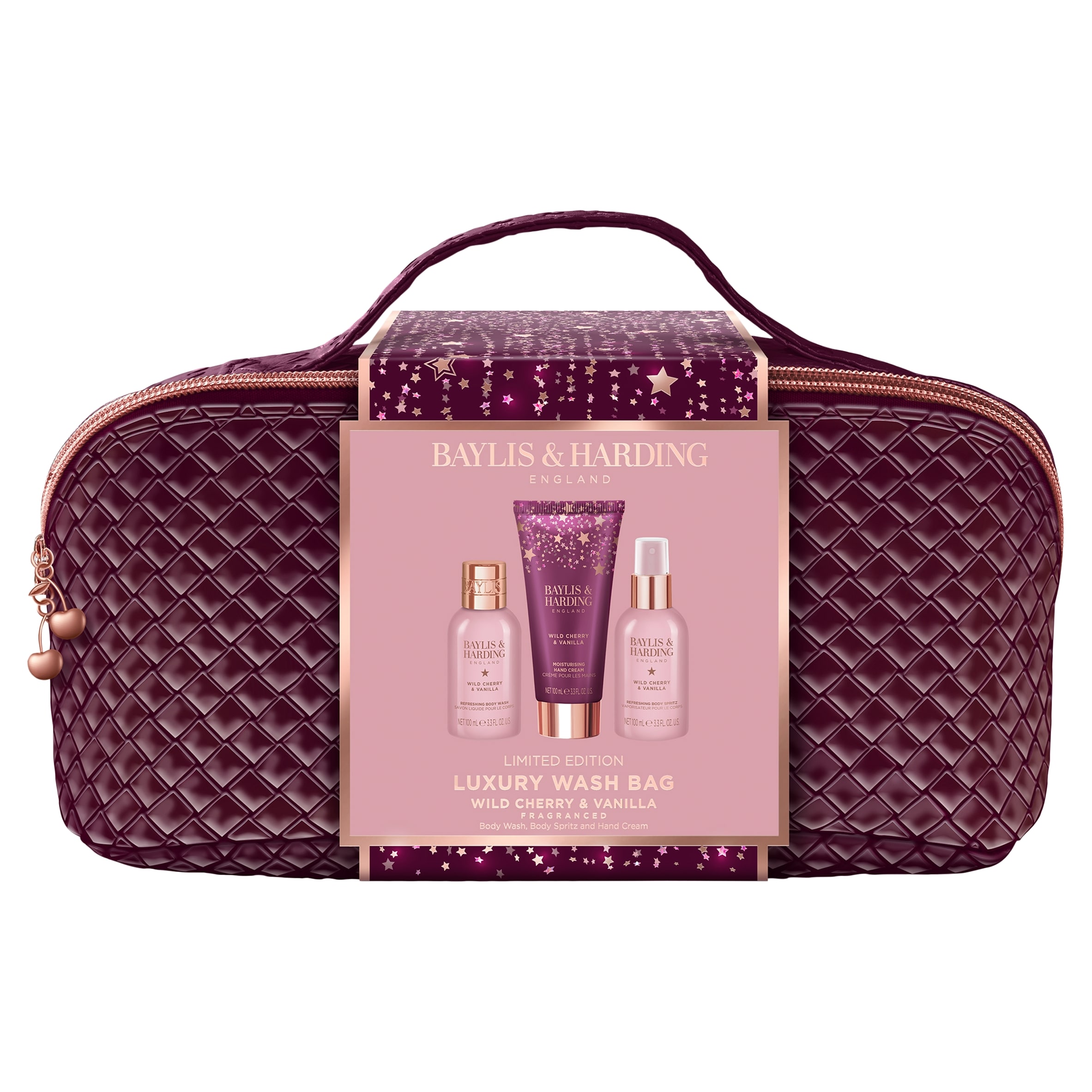 Baylis & Harding Wild Cherry & Vanilla Luxury Wash Bag Limited Edition Gift Set