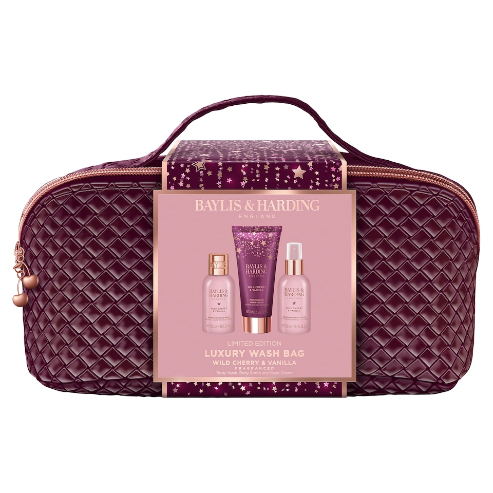 image 1 of Baylis & Harding Wild Cherry & Vanilla Luxury Wash Bag Limited Edition Gift Set