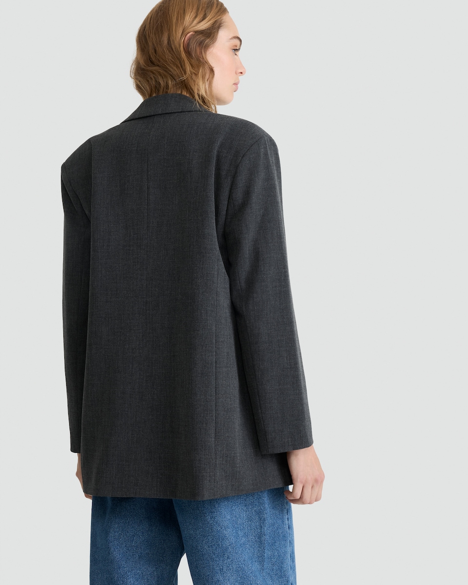 image 1 of F&F Double Breasted Oversized Blazer in Grey
