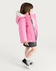 image 3 of F&F Girls Fluffy Hood Padded Shower Resistant Jacket in Pink