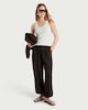image 2 of F&F Linen Rich Balloon Leg Drawstring Trousers in Chocolate