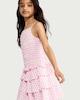 image 1 of F&F Girls 2-Piece Smocked Vest and Tiered Skirt Set in Multi Pink