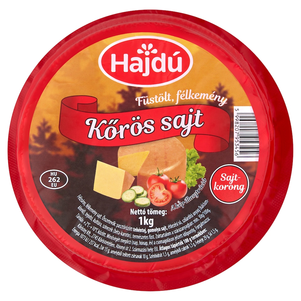 Hajdú Körös füstölt, félkemény sajtkorong 1 kg  1. kép