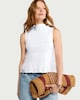 image 1 of F&F Pure Cotton Shirred Sleeveless Top in White