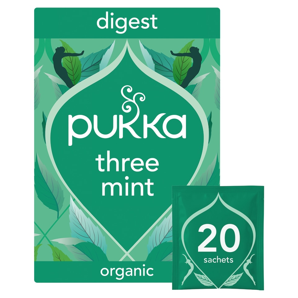 Pukka Organic Three Mint Tea With Peppermint for Digestion 20 Herbal Tea Bags 32g