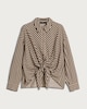 image 4 of F&F Stripe Tie Front Shirt in Neutral