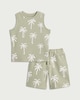 image 4 of F&F Boys 2-Piece Pure Cotton Palm Tree Print Vest and Shorts Set in Green