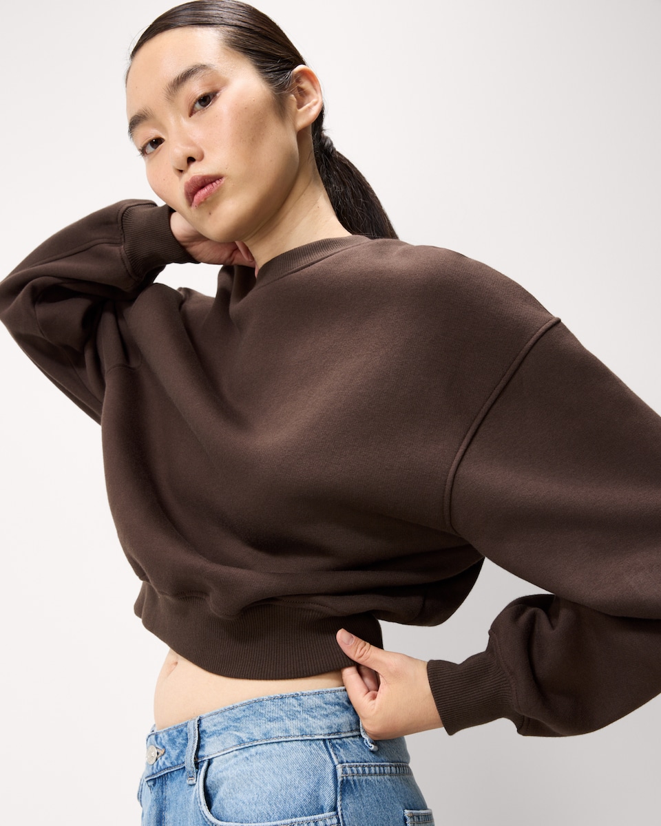 image 1 of F&F Cotton Rich Crew Neck Sweatshirt in Brown