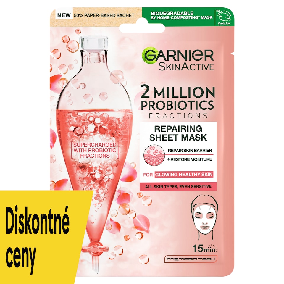 Garnier Skin Naturals textilná maska s probiotickými frakciami, 22 g