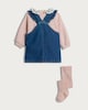 image 2 of F&F Baby 3-Piece Cotton Rich Denim Pinafore, Bodysuit and Tights Set in Blue