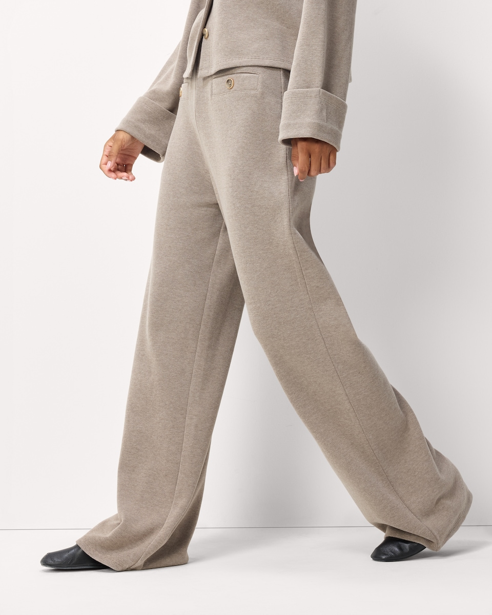 image 1 of F&F Brushed Wide Leg Trousers in Neutral
