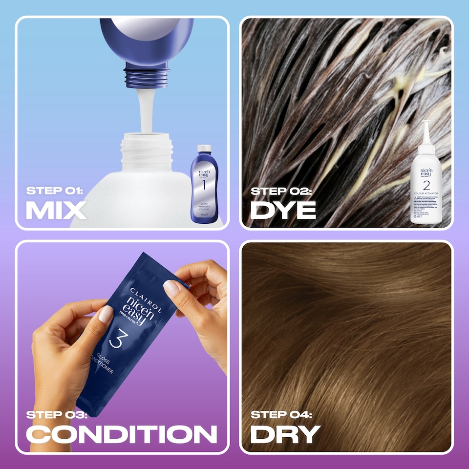 image 1 of CLAIROL NICE'N EASY TONE+GLOSS SEMI PERMANENT HAIR DYE - 637/76 LIGHT GOLDEN BROWN