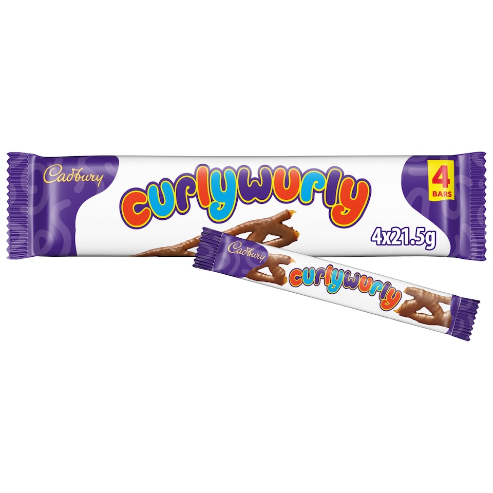 Cadbury Curly Wurly Chocolate Kids Multipack 4 Pack 4 x 21.5g