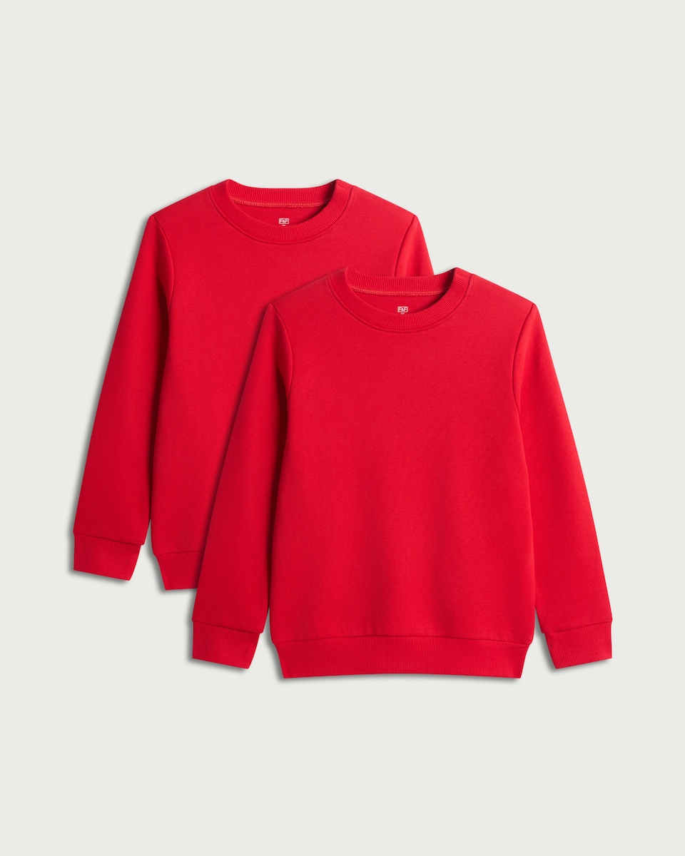 image 1 of F&F School Unisex 2-Pack Cotton Rich Sweatshirts in Red