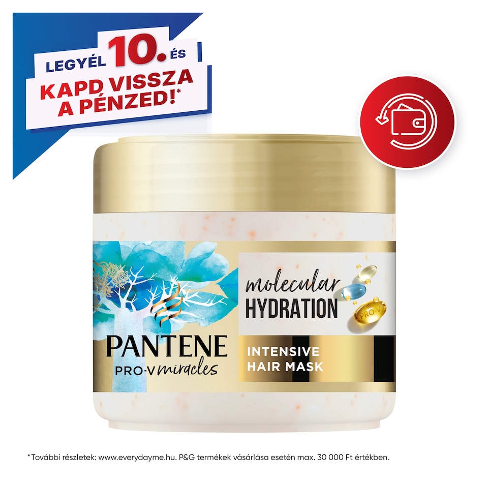 Pantene Molecular Hydra Glow intenzív hajmaszk biotinnal 300ml Mély kondicionálás