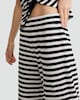 image 2 of F&F Cotton Rich Textured Stripe Wide Leg Co-ord Trousers in Multi Black White