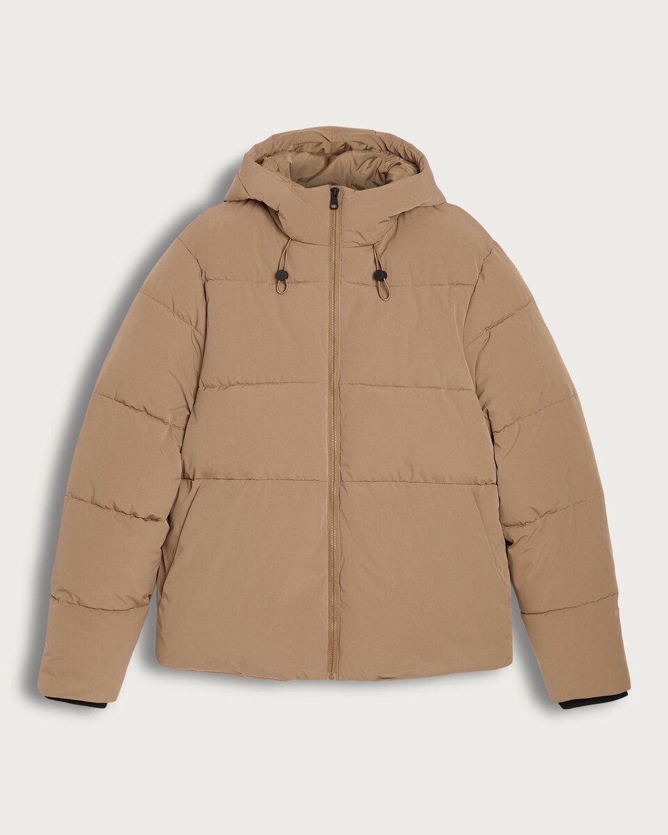 F&F Hooded Shower Resistant Puffer Jacket in Stone