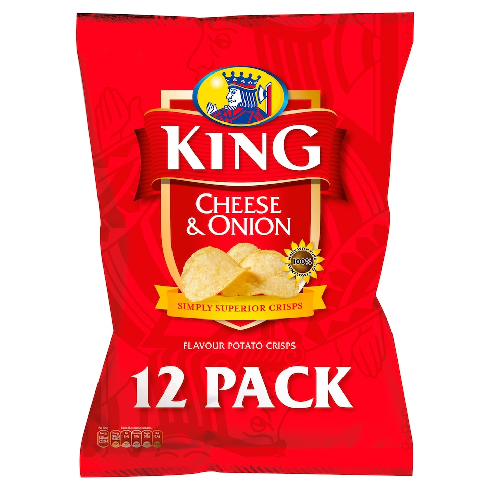 King Crisps Cheese & Onion 12 X 25G