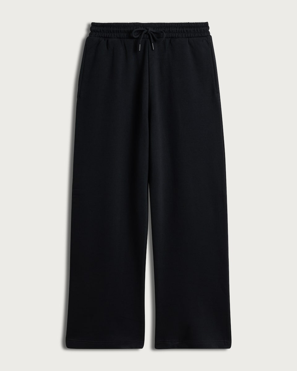 image 1 of F&F Active Cotton Rich Wide Leg Drawstring Joggers in Black