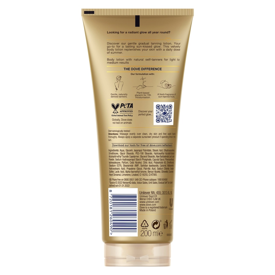 image 1 of Dove Dermaspa Fair / Medium Gradual Self Tan 200Ml