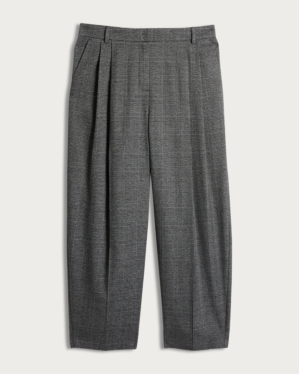 F&F Check Pleated Barrel Leg Trousers in Black