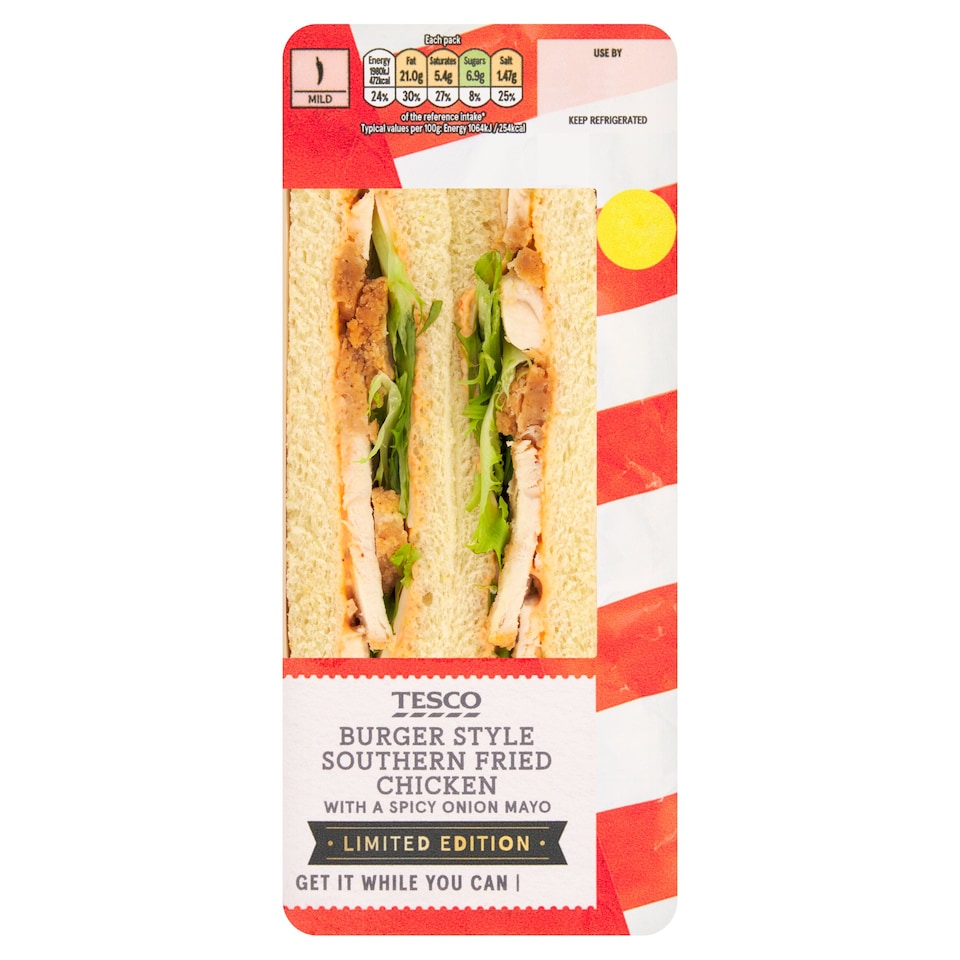 Tesco Burger Style Southern Fried Chicken & Spicy Onion Mayo Sandwich