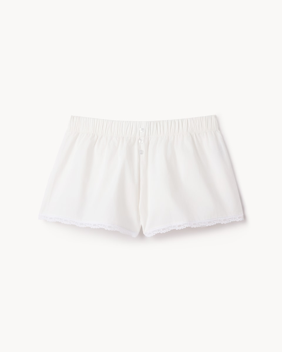 image 1 of OH ME OH MY Pure Cotton Lace Trim Shorts in White