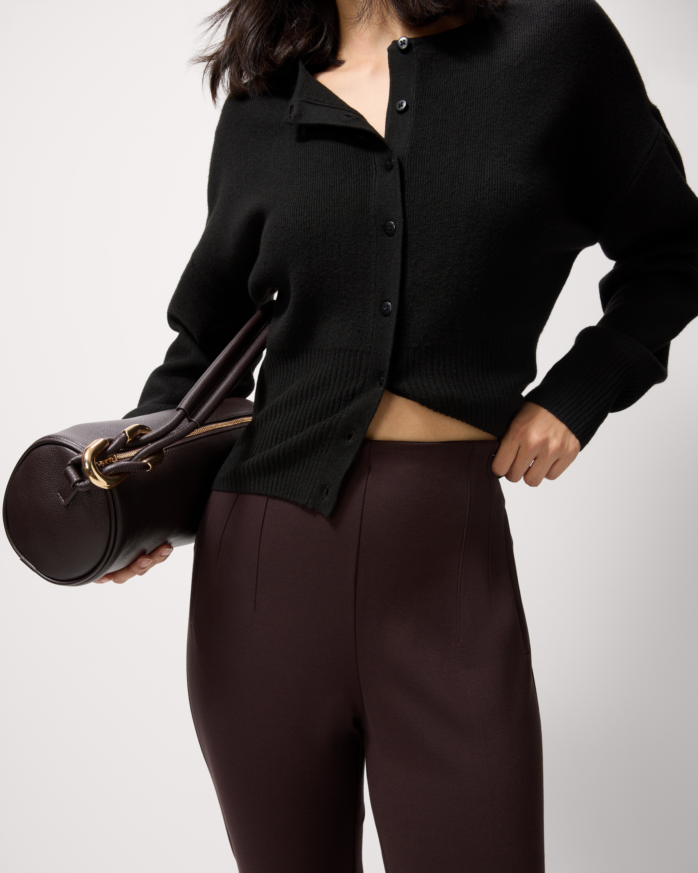 F&F Ponte Skinny Fit Trousers in Chocolate