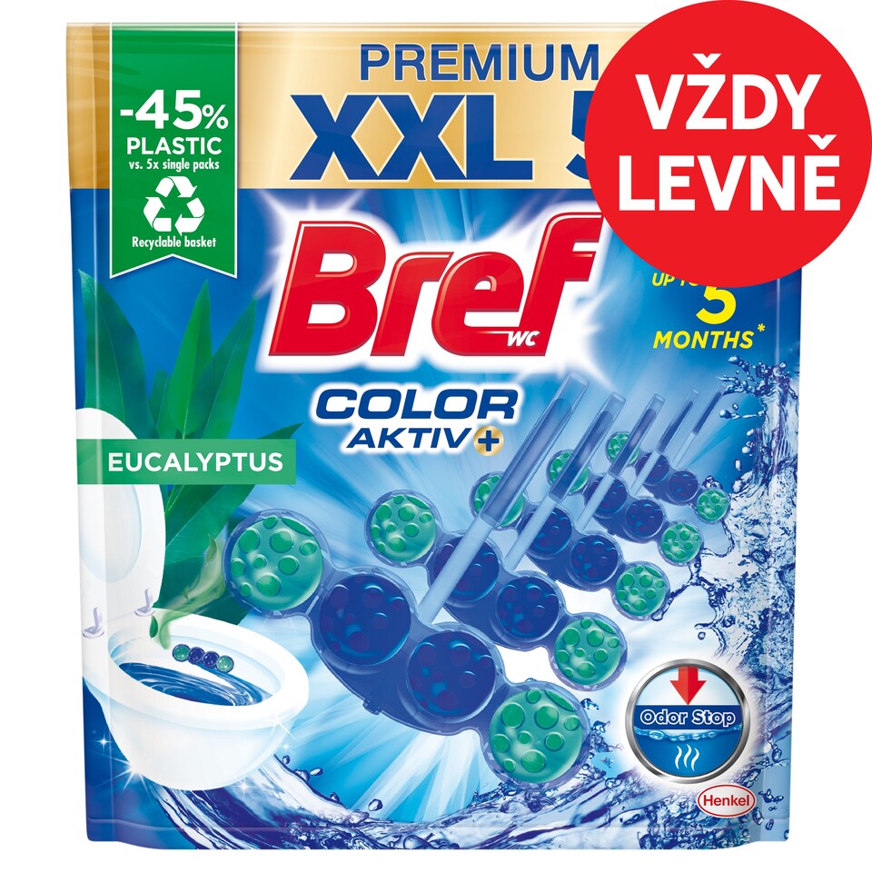 Bref Color Aktiv Eucalyptus tuhý WC blok 5 x 50g (250g)