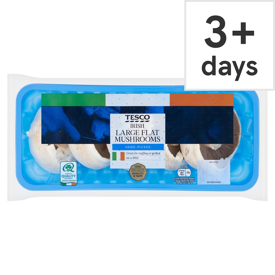 Tesco Irish Large Flat Mushrooms 250G
