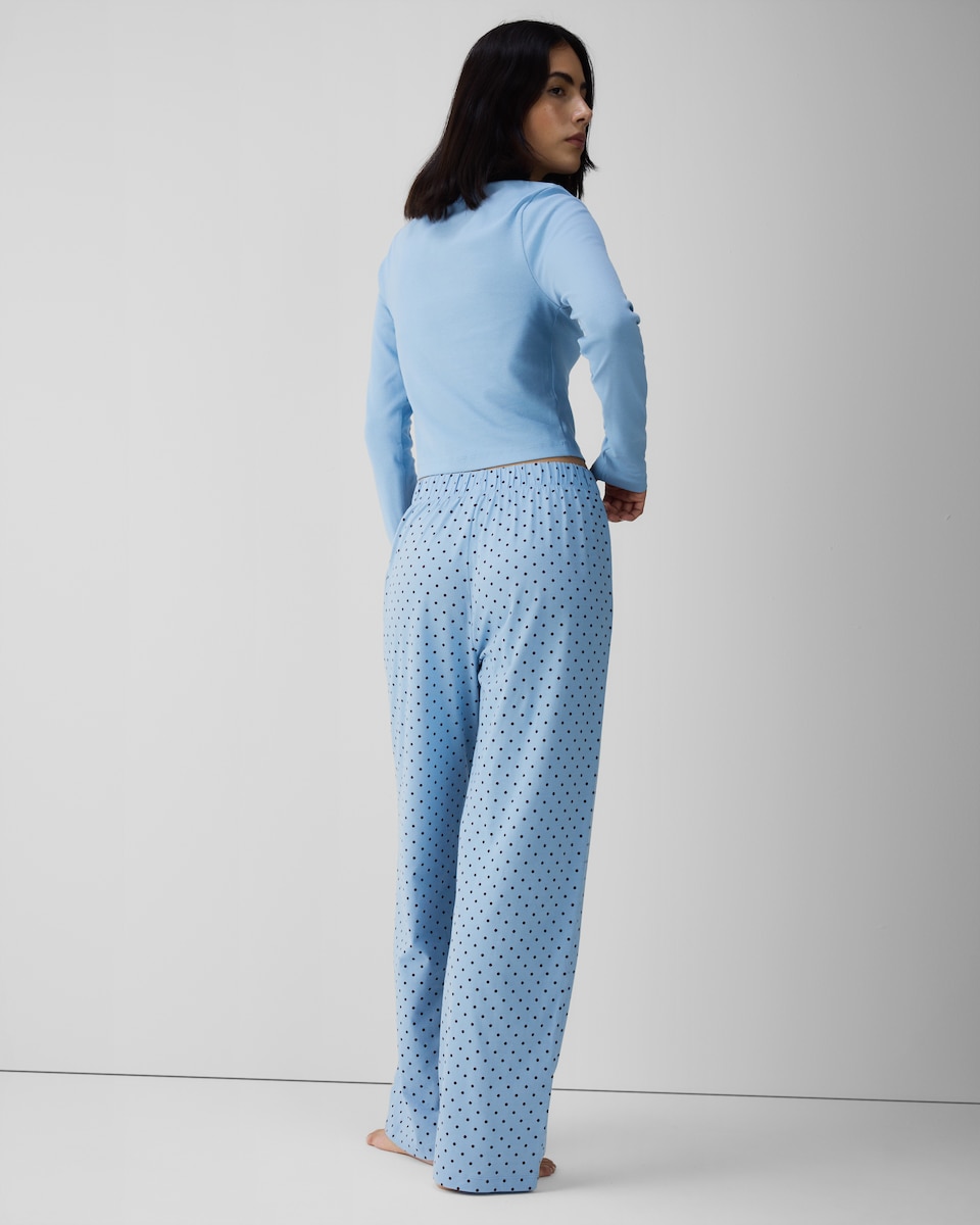 image 1 of F&F Pure Cotton Micro Spot Pyjama Bottoms in Blue