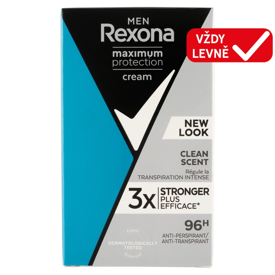 Obrázek 1 pro produkt Rexona Men Maximum Protection Clean Scent tuhý krémový antiperspirant pro muže 45ml