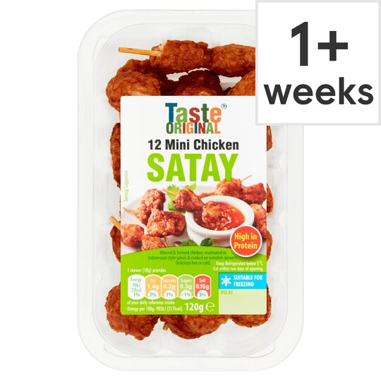 Taste Original 12 Mini Chicken Satay 120G Tesco Groceries