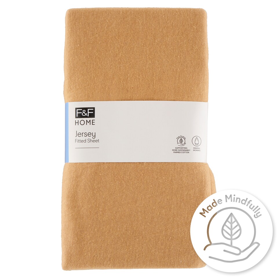 F&F Home Easy Care Jersey Mocha gumis lepedő 180 x 200 x 25 cm