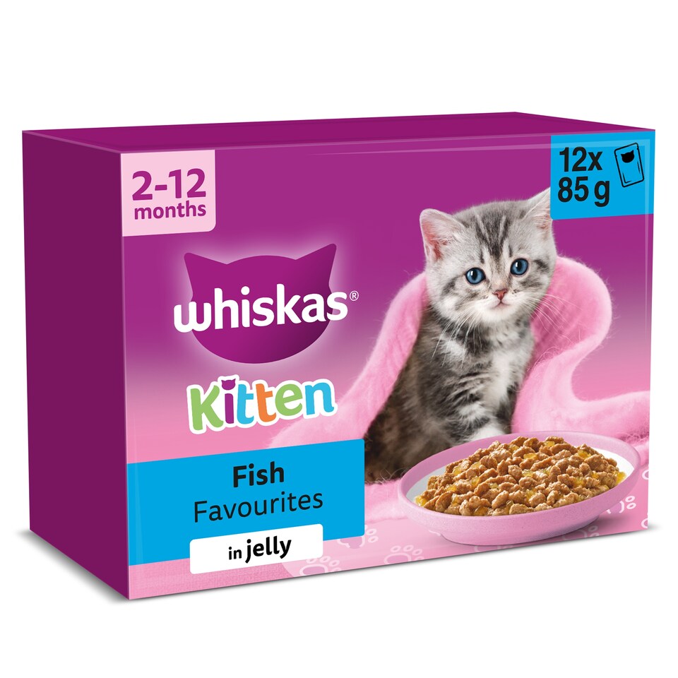 image 1 of Whiskas Kitten Cat Food Pouches Fish Favourites in Jelly 12x85g