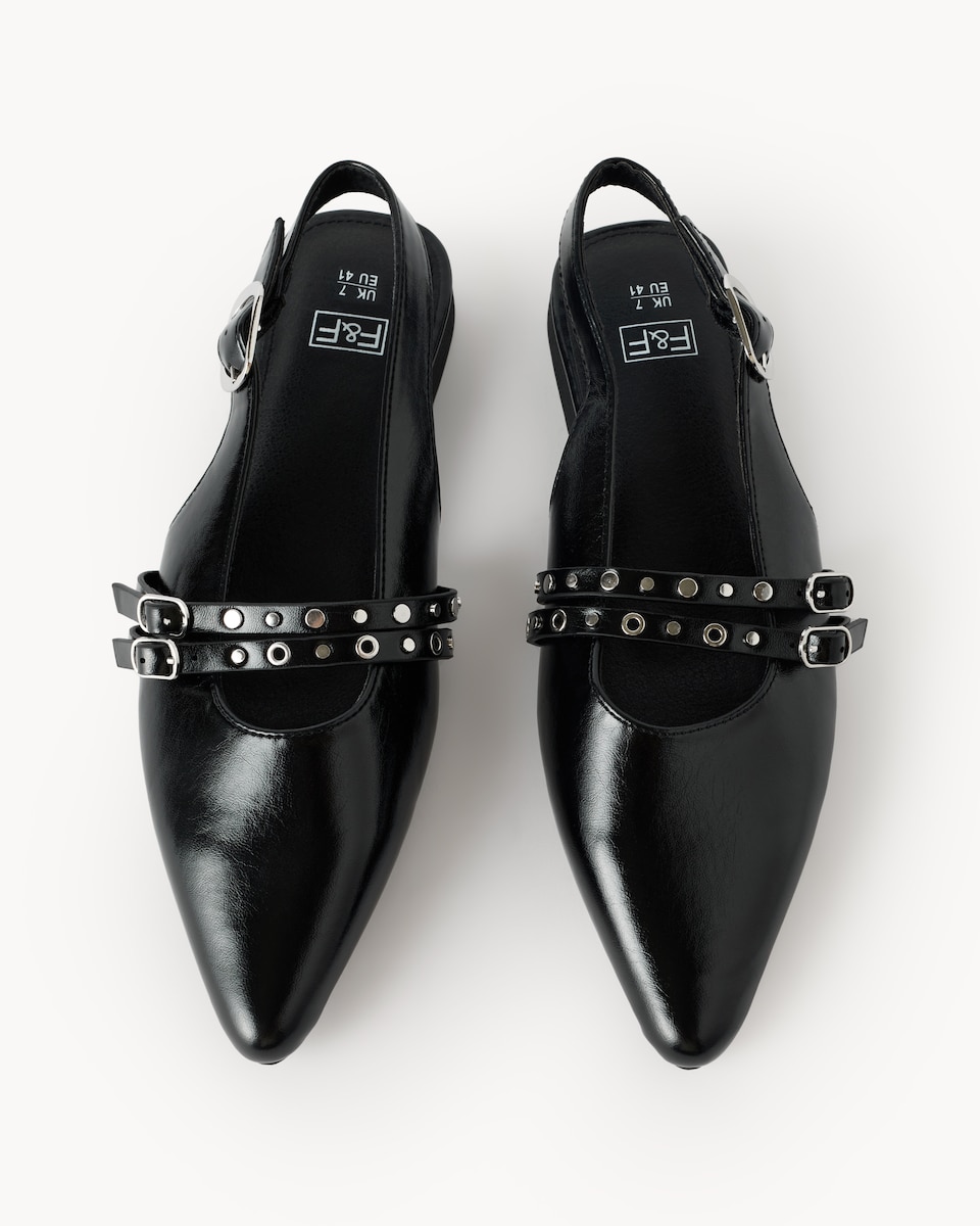 image 1 of F&F Pointed Toe Slingback Shoes in Black
