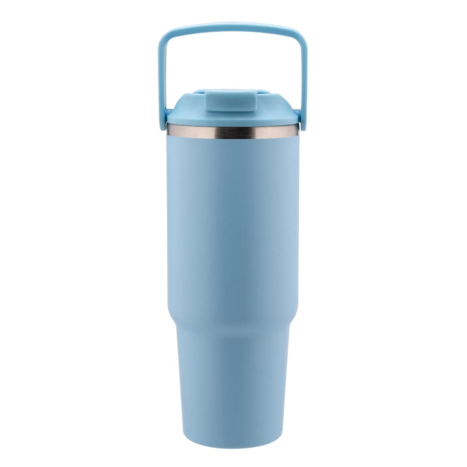 Tesco Blue Top Handle Metal Water Bottle 880ml